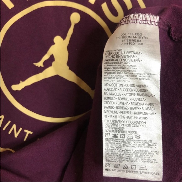 ❌sold❌Nike Air Jordan Bordeaux Paris Saint-Germain Short Sleeve Crop 2XL XXL - Picture 4 of 13